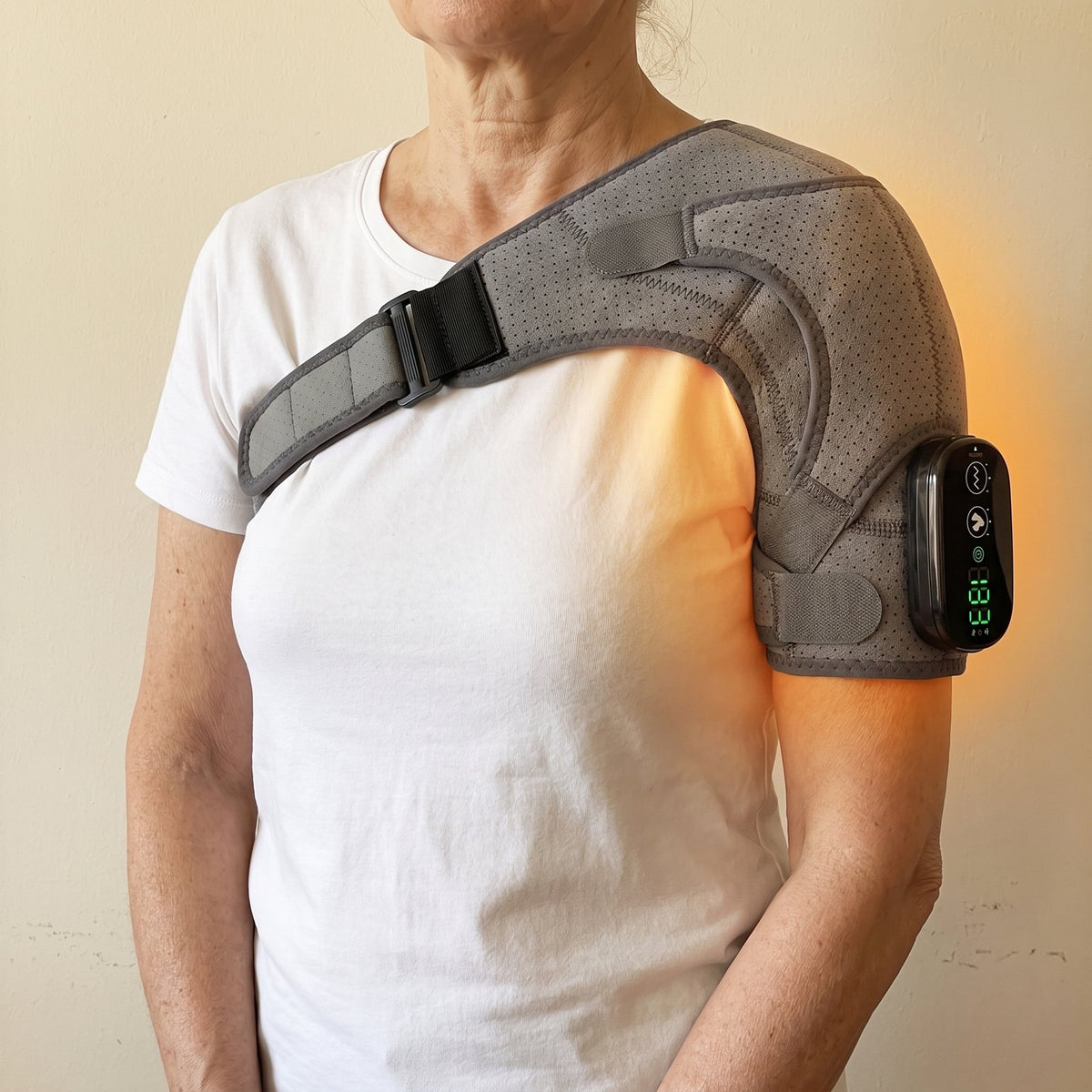 Olyra Shoulder Wrap worn on the shoulder