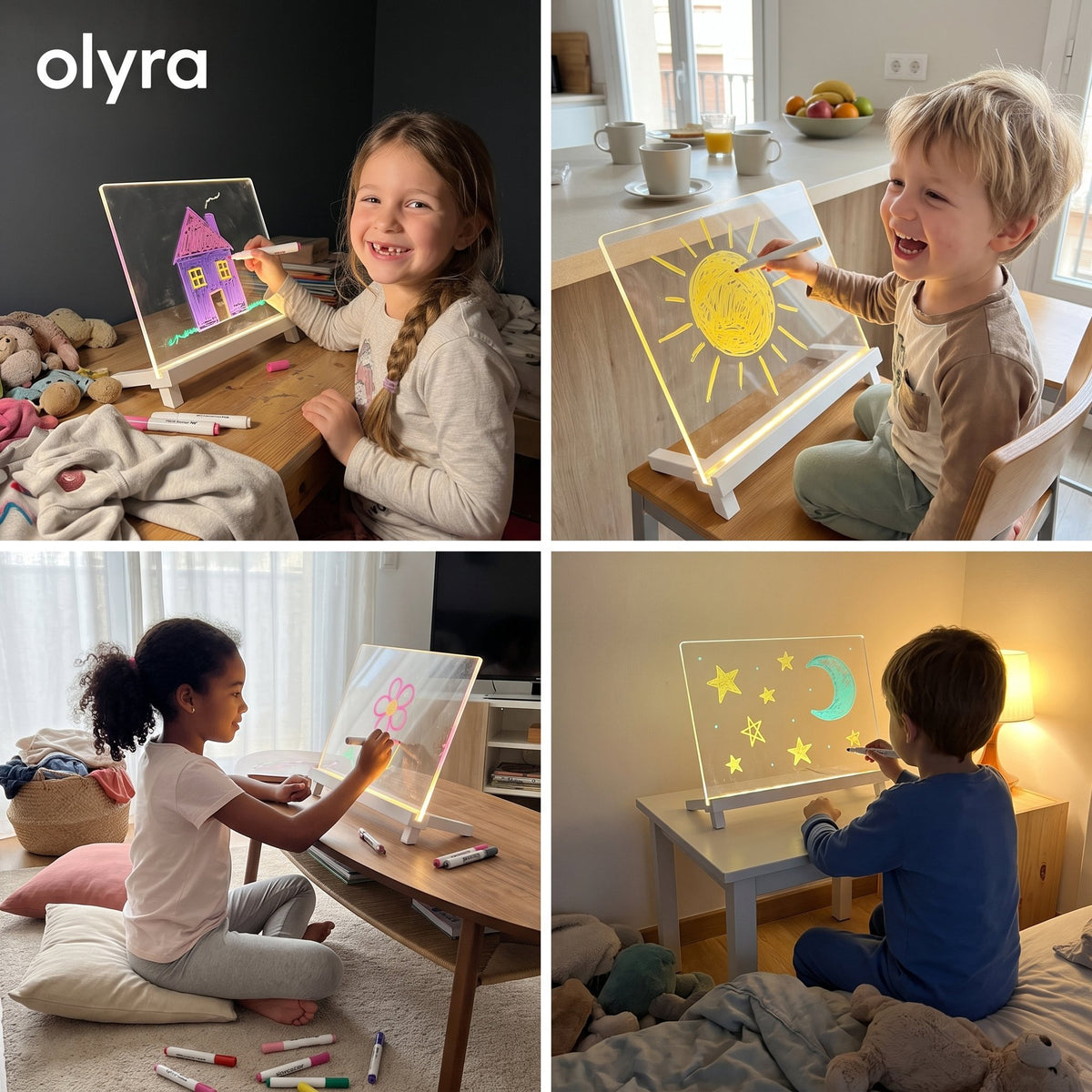 Mosaico de dibujos luminosos