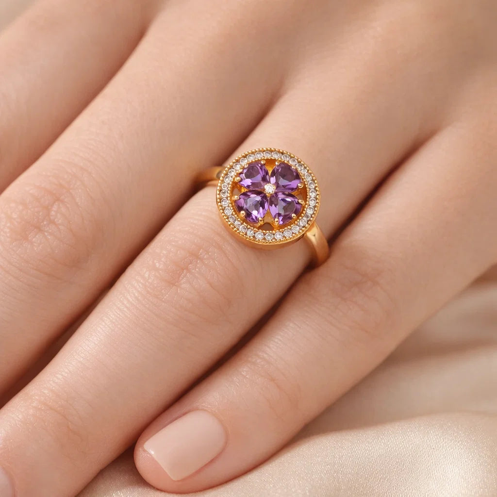Bague anti-stress - Fleur Améthyste