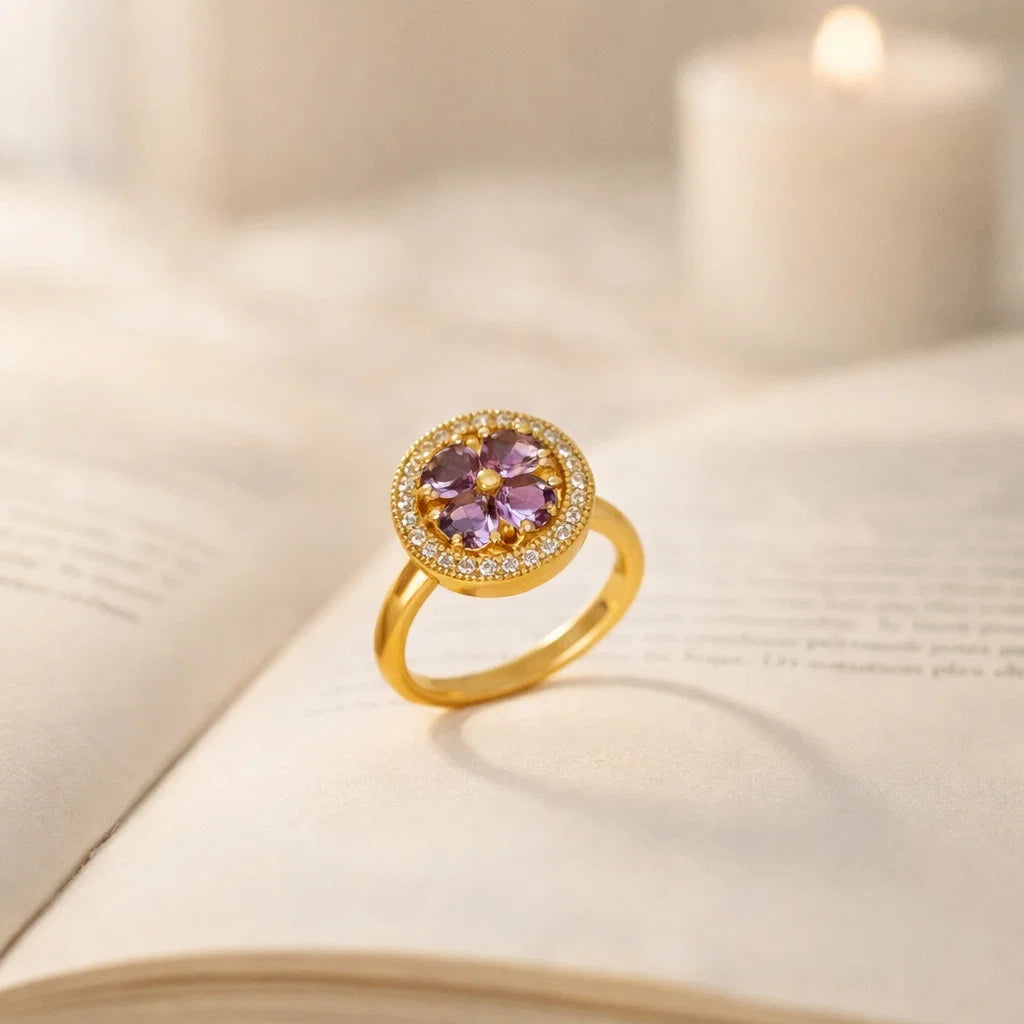 Bague anti-stress - Fleur Améthyste