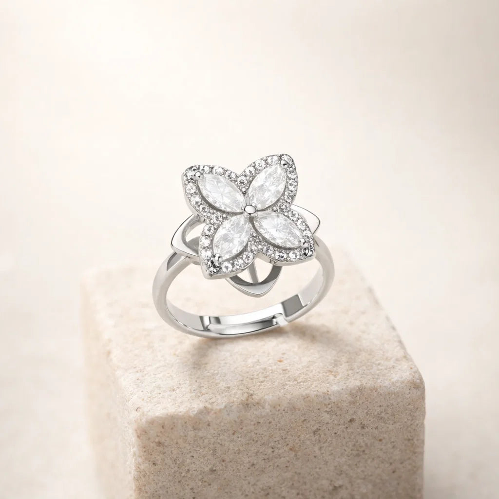 Bague anti-stress - Fleur Cristalline